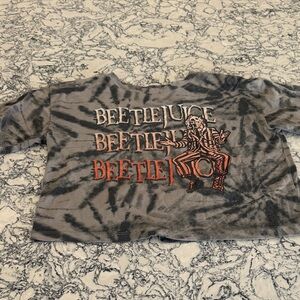 Beetlejuice Tie-Dye Graphic Tee - Black & Gray with Orange Print